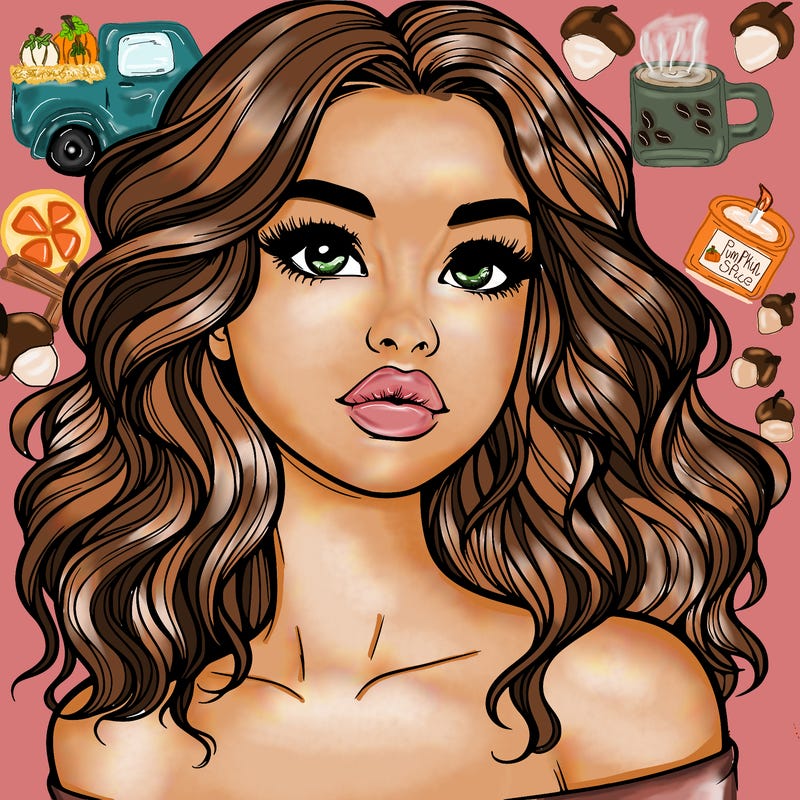 realistic girl with wavy hair and lips