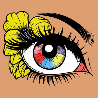 realistic eye with flower