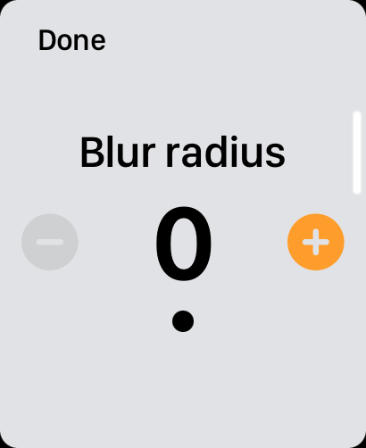 Paint - Draw & Sketch - Brush blur radius adjustment screen on Apple Watch