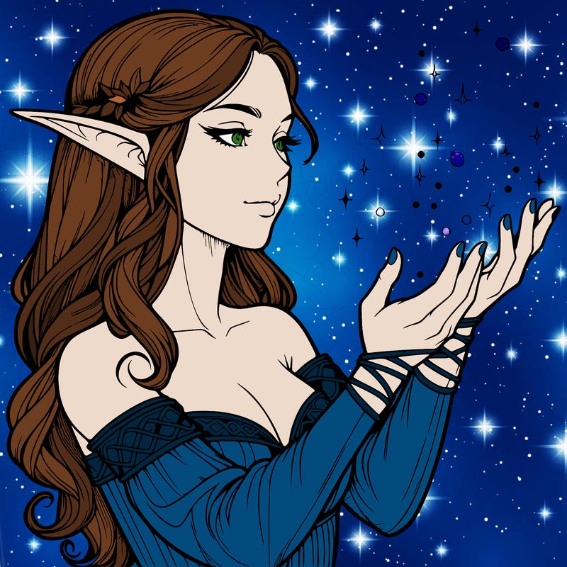 realistic elf girl doing magic