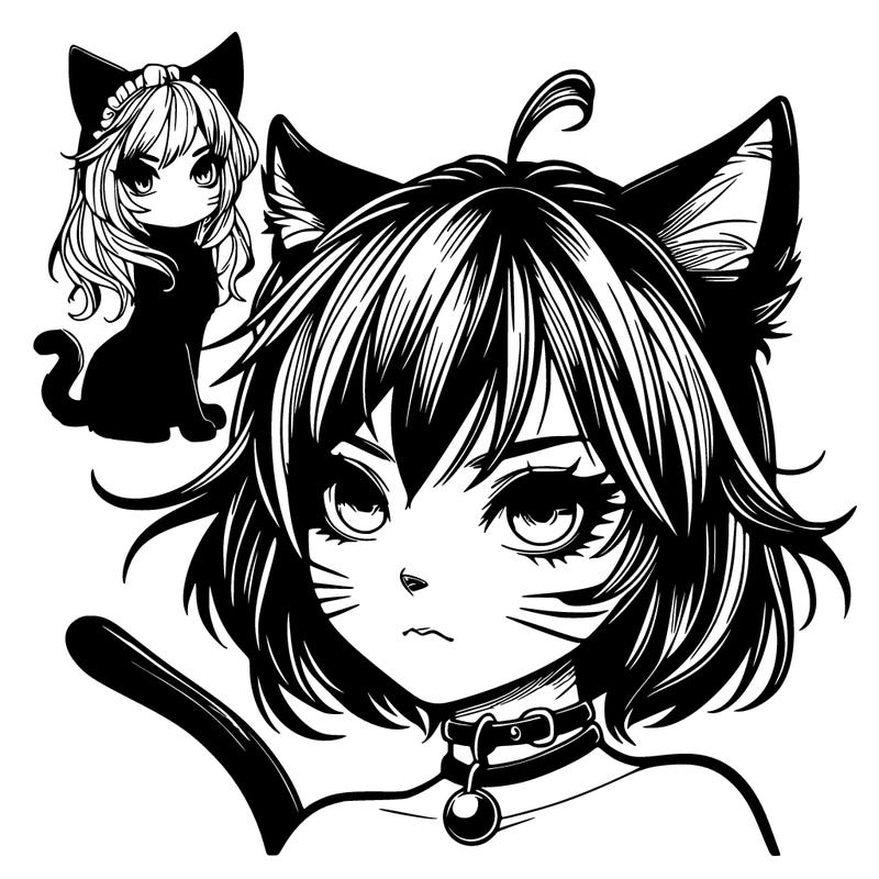 cat girl realistic dark fantasy