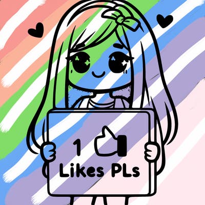 girl holding a sign saying 10 likes pls