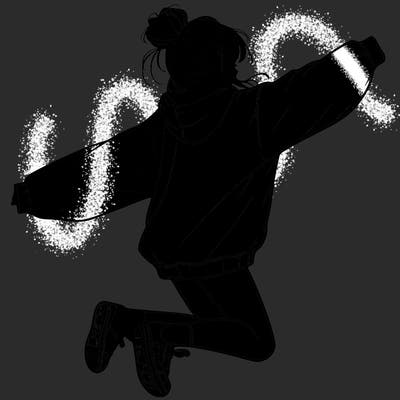 realistic girl jumping with a bun and oversized sweatshirt