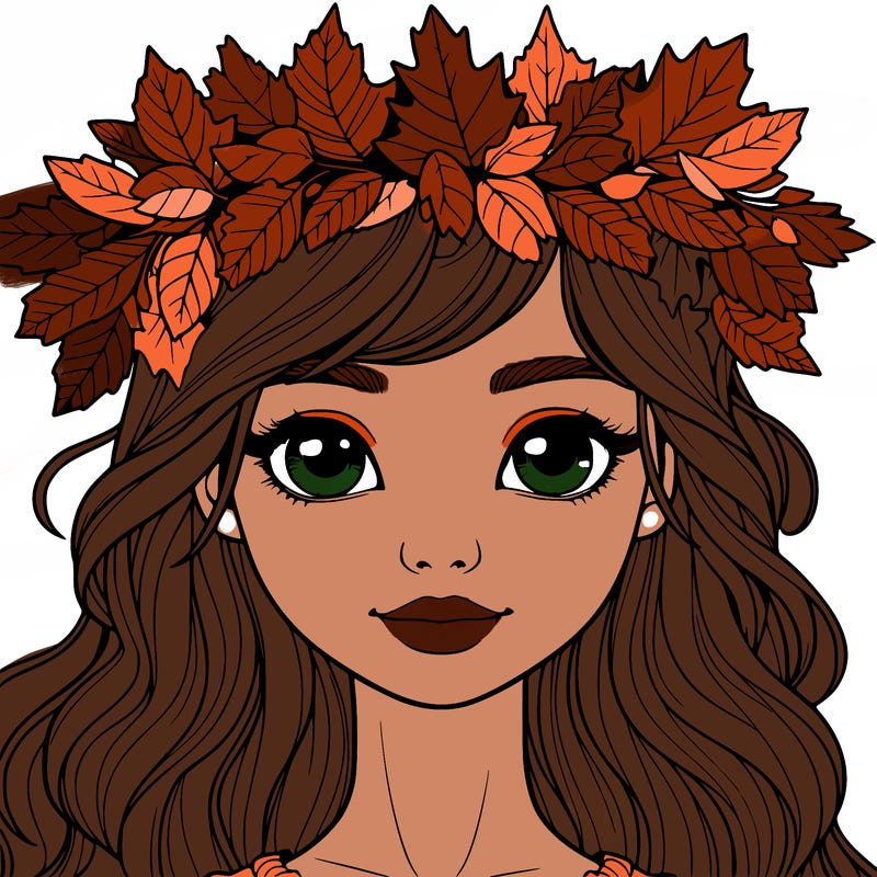 realistic girl with fall leaf crown