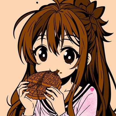 anime eating waffle