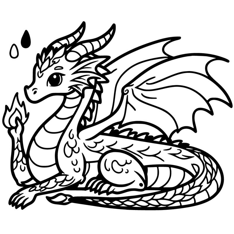 dragon, coloring book style