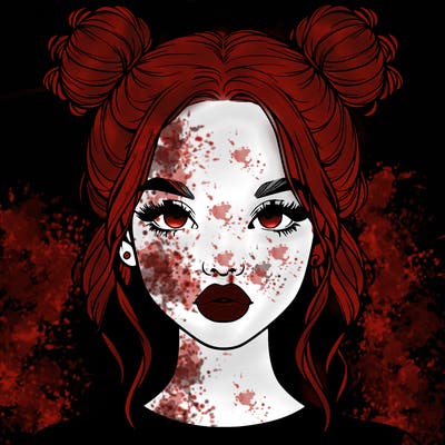 realistic girl with two buns in hair and lips