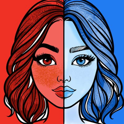 realistic girl split half