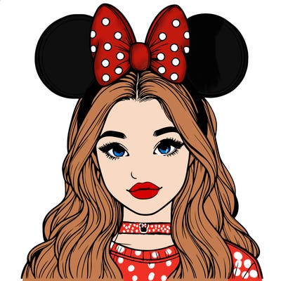 aesthetic realistic girl wearing mickey mouse ears