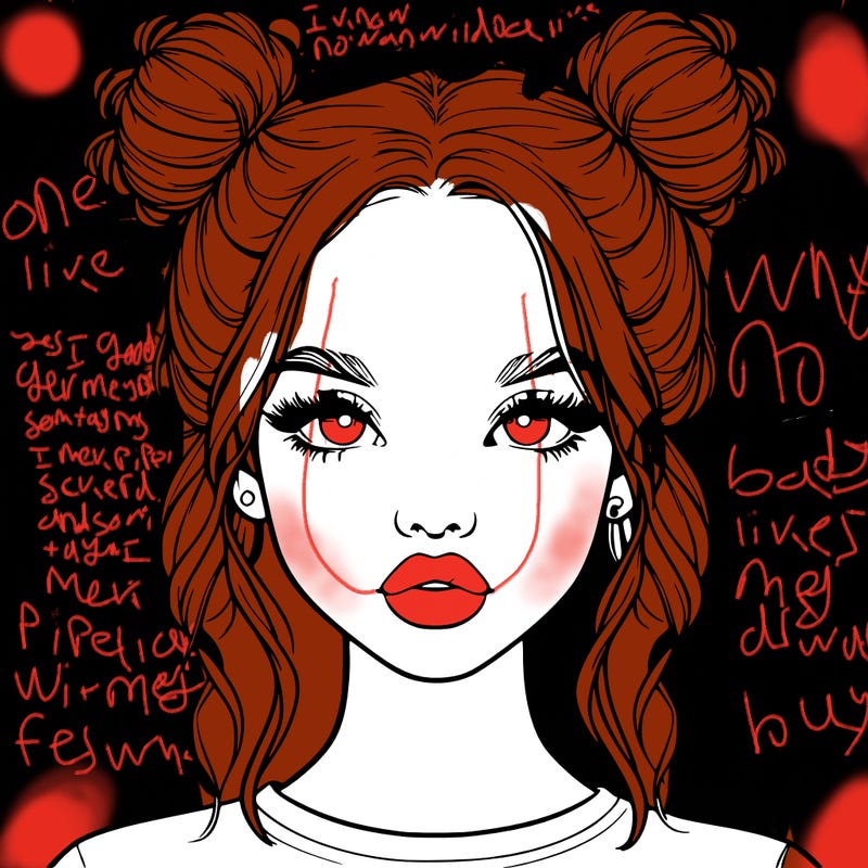 realistic girl with two buns in hair and lips