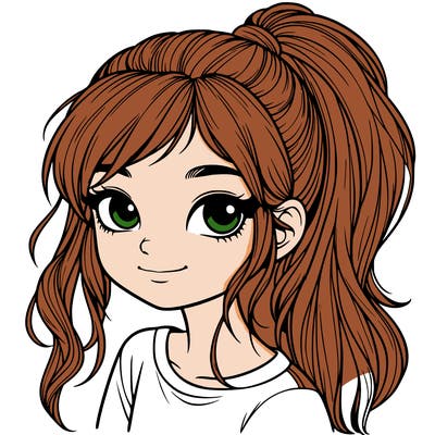 realistic girl with ponytail