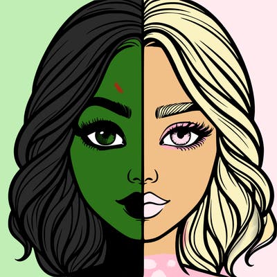 realistic girl split half