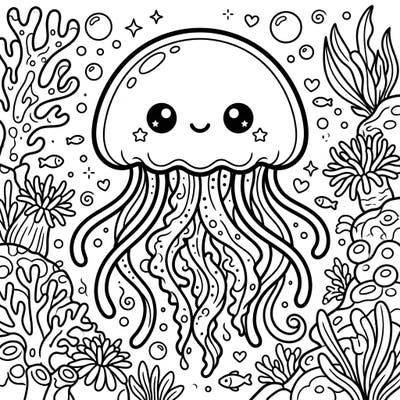 Discover the adorable world beneath the waves with our Kawaii Irukandji Jellyfish coloring page, a delightful blend of marine wonder and cute artistic style. This engaging design offers a fun and creative escape for colorists of all ages.