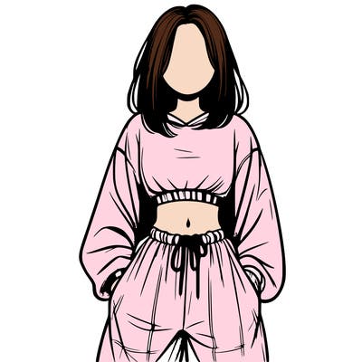 realistic girl faceless with baggy pants and a crop top