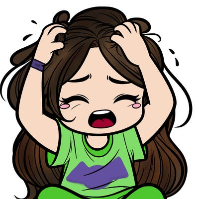 a girl grabbing her hair crying