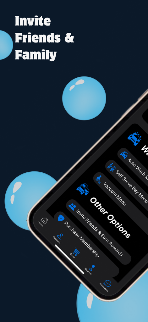 Touch4Wash - Touch4Wash app interface for inviting friends and family to earn rewards