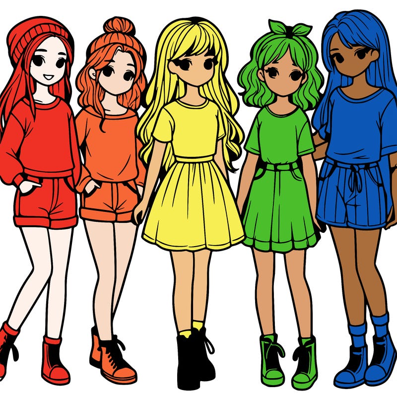 a group of five girls