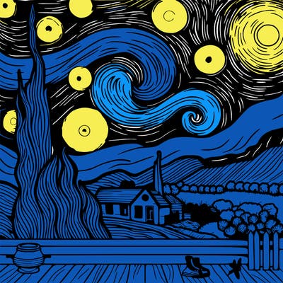 van gogh starry night painting with love