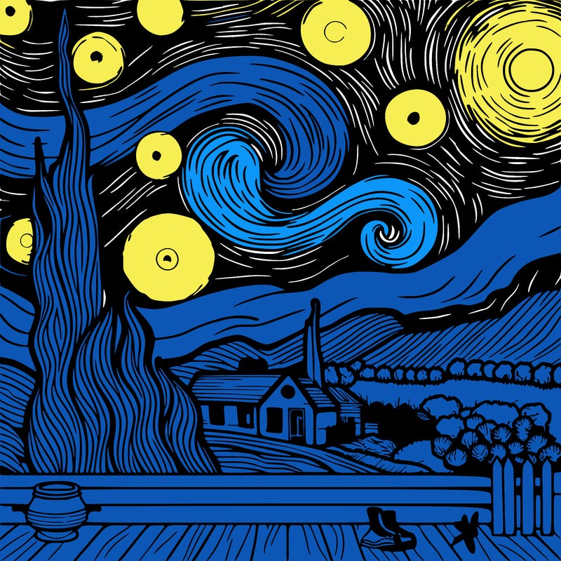 van gogh starry night painting with love