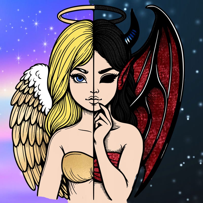 realistic angel half demon