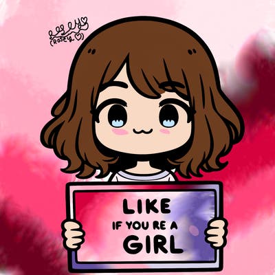 a cute girl holding a sign that says like if you’re a girl