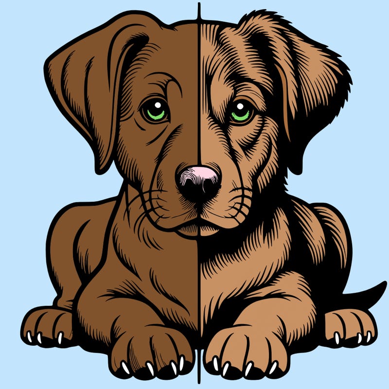 realistic dog split picture