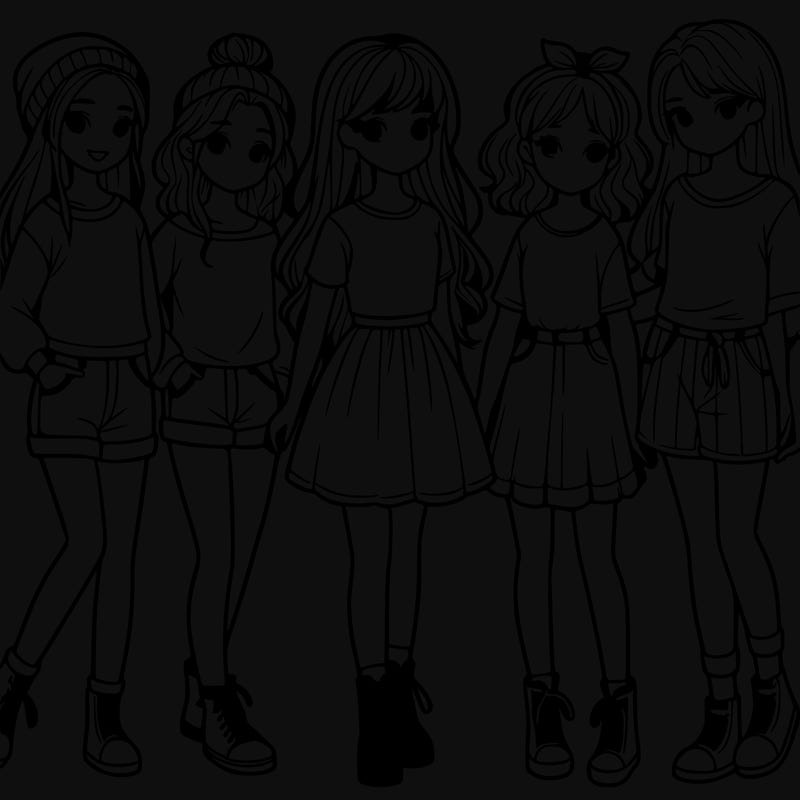 a group of five girls