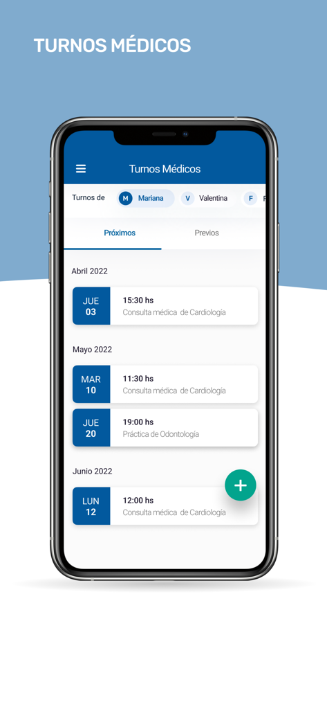 Écran mobile de l'application Galeno montrant une liste de rendez-vous médicaux à venir pour la cardiologie et la dentisterie.