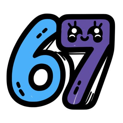 the numbers 67