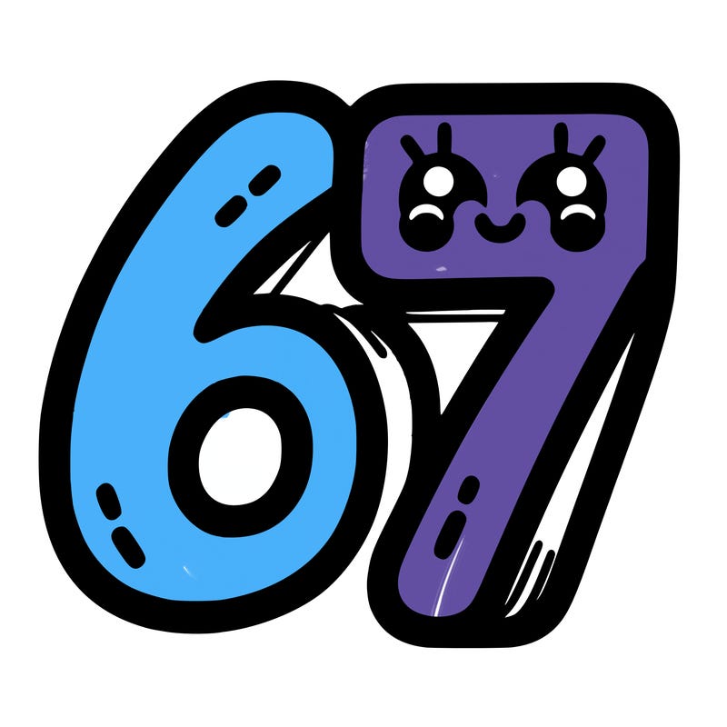 the numbers 67