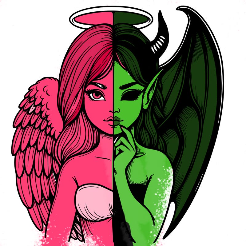 realistic angel half demon