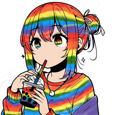 manga character drinking boba