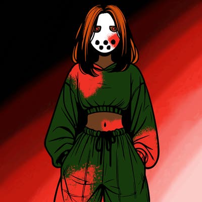 realistic girl faceless with baggy pants and a crop top