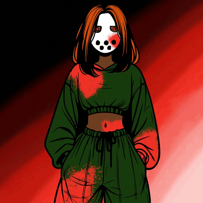 realistic girl faceless with baggy pants and a crop top