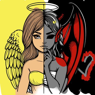 realistic angel half demon