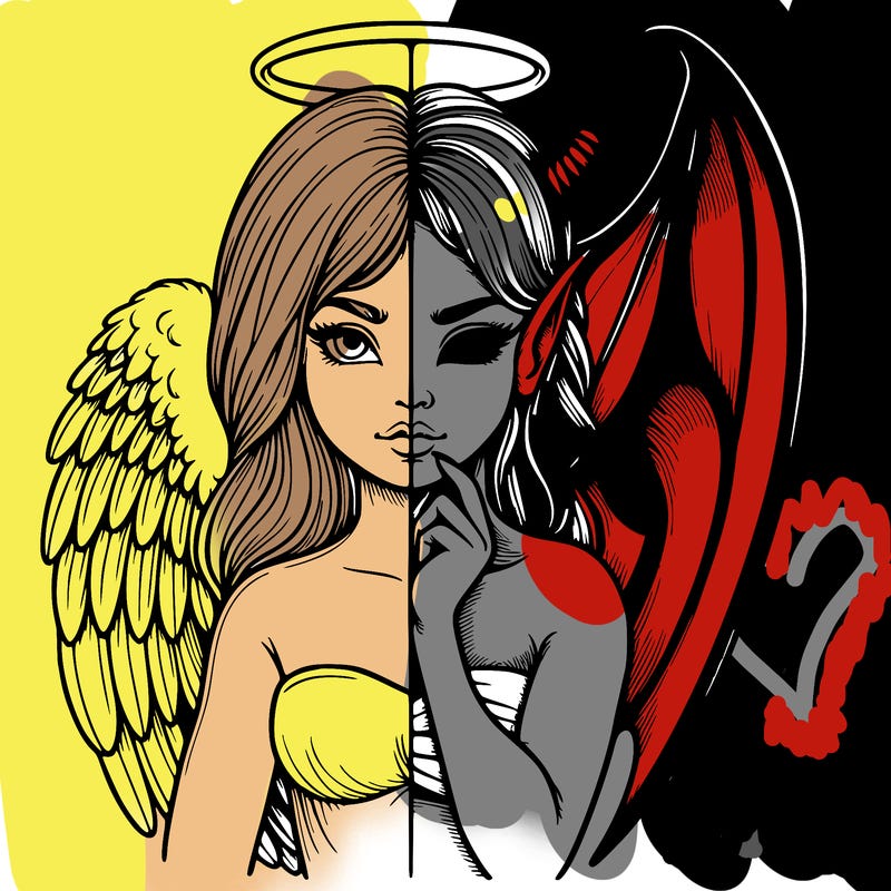 realistic angel half demon