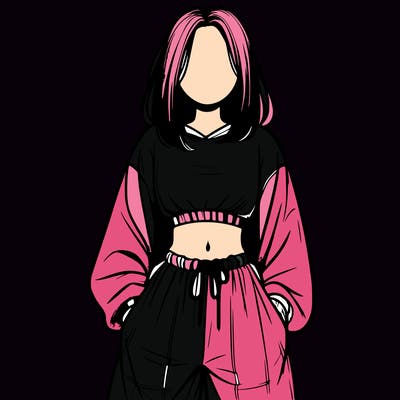 realistic girl faceless with baggy pants and a crop top