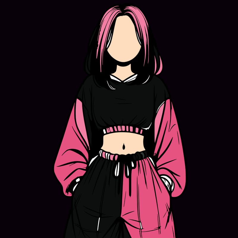 realistic girl faceless with baggy pants and a crop top