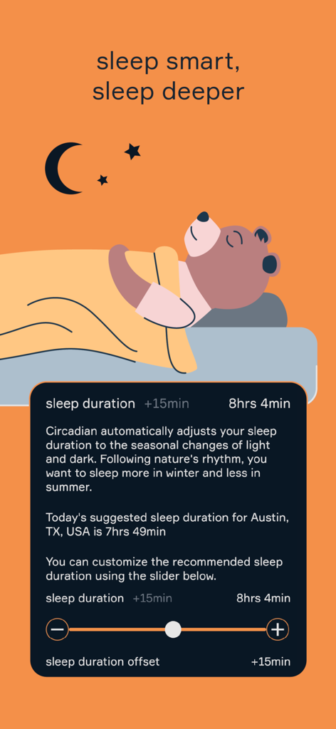 Circadian: Your Natural Rhythm - Circadian app sleep duration settings with seasonal recommendations