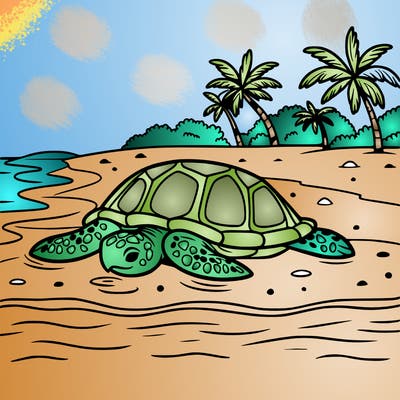 turtle in beach water