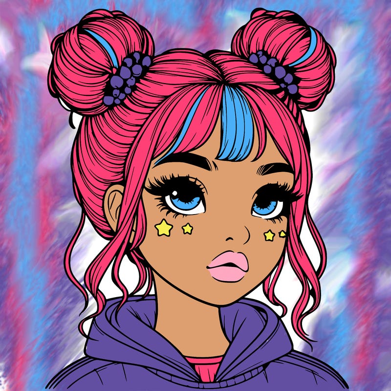 realistic girl with space buns