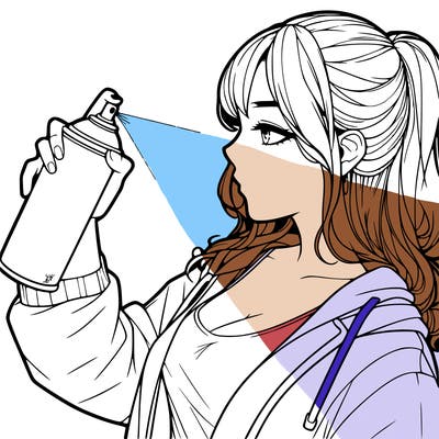 a realistic girl spray, painting