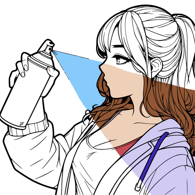 a realistic girl spray, painting