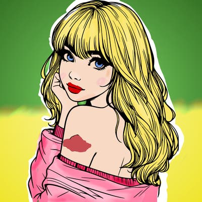 realistic girl with bangs looking over her shoulder