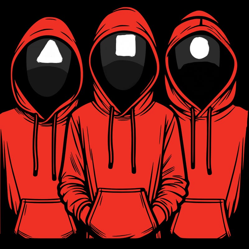 3 faceless people in  hoodies