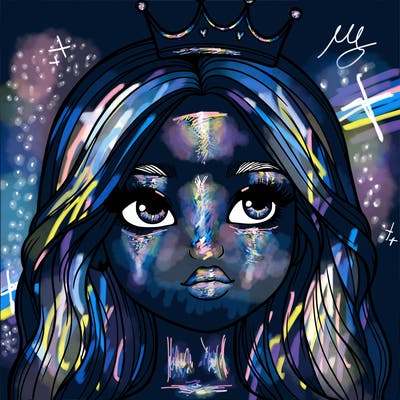 a realistic girl with a crown on