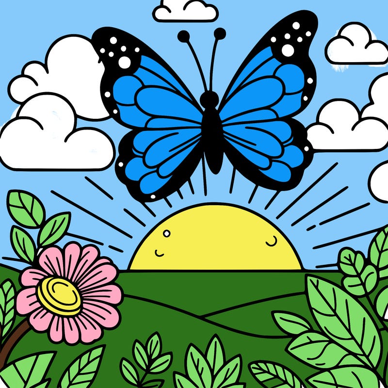 butterfly in a sunset