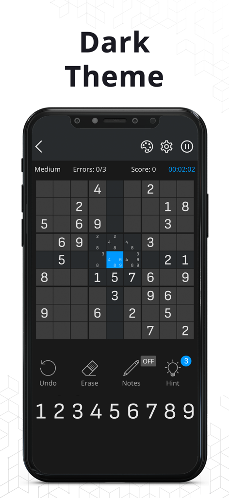 Sudoku Guru - Classic sudoku - Sudoku Guru app interface showing the classic logic puzzle in dark mode