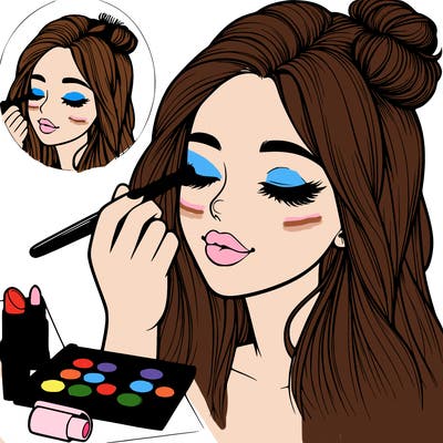 realistic girl doing makeup