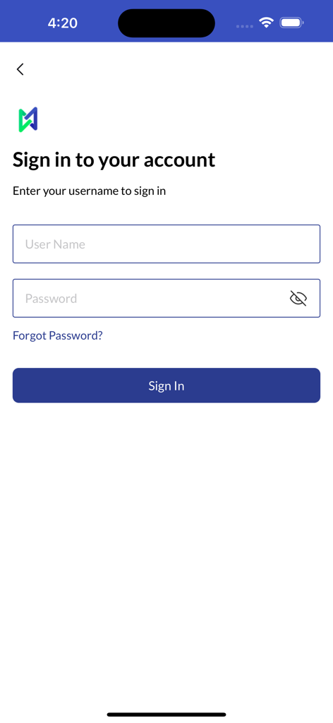 MintWit - Sign in screen for the MintWit financial management app